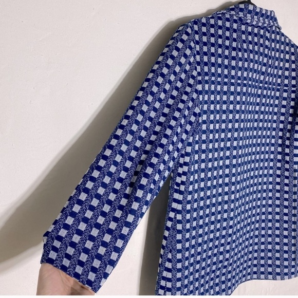 Vintage Handmade Blue Plaid 70s Style Light Jacket L - Picture 8 of 12